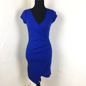 JOE & ELEE DRESS DRAPPED BODYCON BLUE ROYAL SIZE M